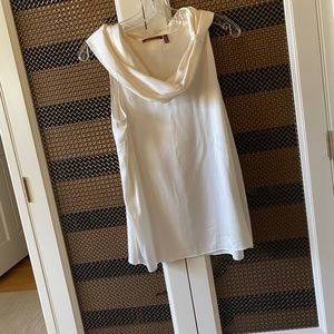 Cream Silk Sleeveless Blouse